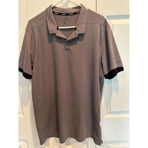 Nike Golf Dri-Fit Polo size‎ XL Gray Black Trim, Cotton Blend Short Sleeve Shirt - Picture 1 of 4